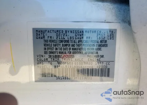 2021 Nissan Sentra S из США, поврежденный, VIN 3N1AB8BV3MY253205